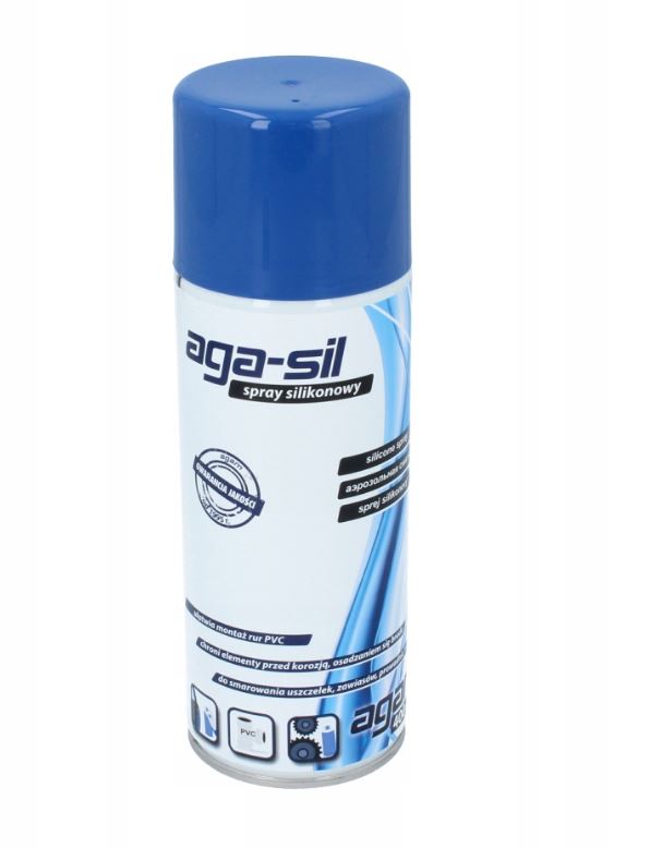SILIKON W SPRAY AGA-SIL SMAR PREPATAR POŚLIZOGOWY DO USZCZELEK ZAMKÓW 400ML