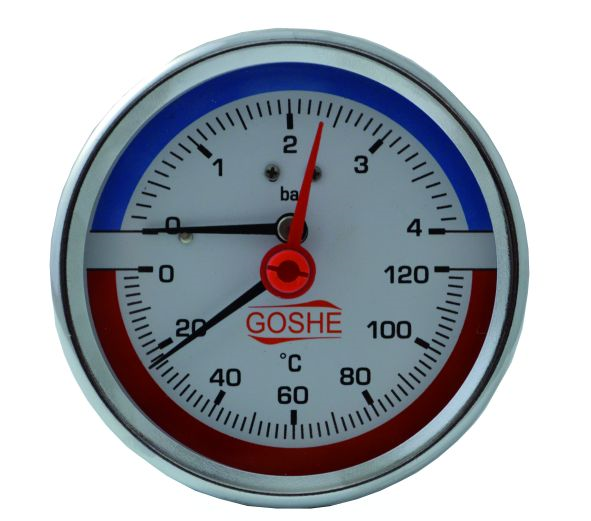TERMOMANOMETR AXIALNY 80MM 0-4 BAR 0-120°C 1/2"