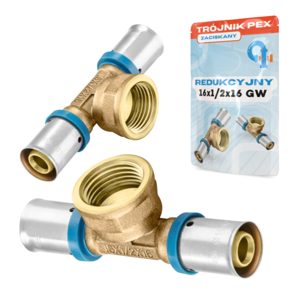 PEX TRÓJNIK ZAPRASOWYWANY 16x1/2x16 GW KTM