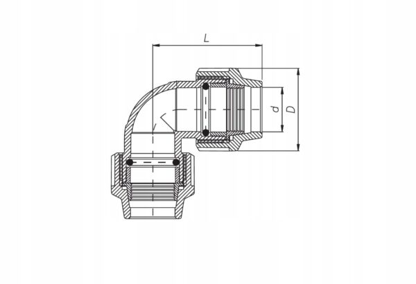 PE KOLANO SKRĘCANE 32X32 MM DO WODY PN16
