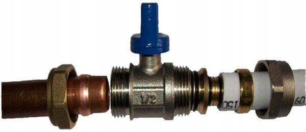 ZAWÓR KULOWY 15X16 MM CONEX PEX ADAPTER NIEBIESKI