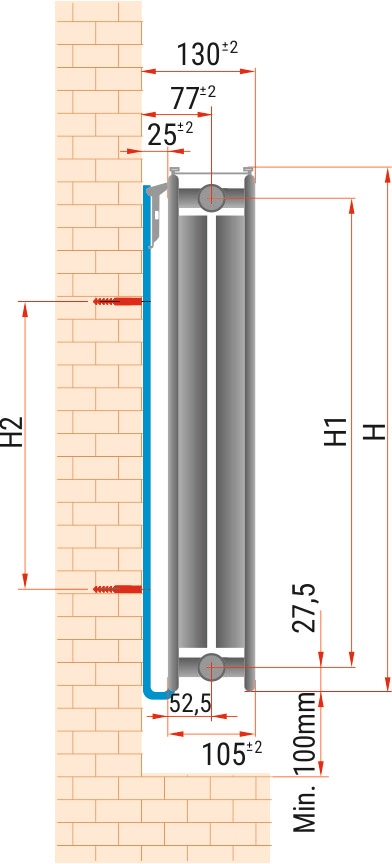 GRZEJNIK DEKORACYJNY PŁASKI STALOWY V22 500X1100