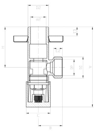 ZAWÓR KĄTOWY CERAMICZNY 1/2X3/8 ZŁOTY INVENA