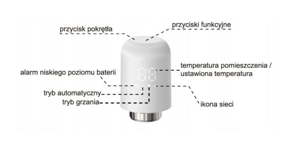 GŁOWICA INTELIGENTNY TERMOSTAT DO GRZEJNIKA KALORYFERA SMART TUYA M30X1,5