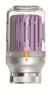 GŁOWICA TERMOSTATYCZNA DO GRZEJNIKA CRYSTAL M30X1,5 SZARO – FIOLETOWA